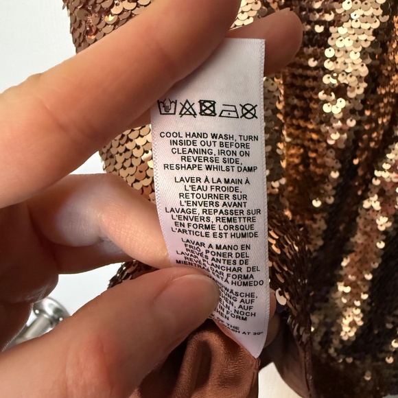 Asos Metallic Copper Sequin Mini Shift Dress size 6 - Picture 8 of 8